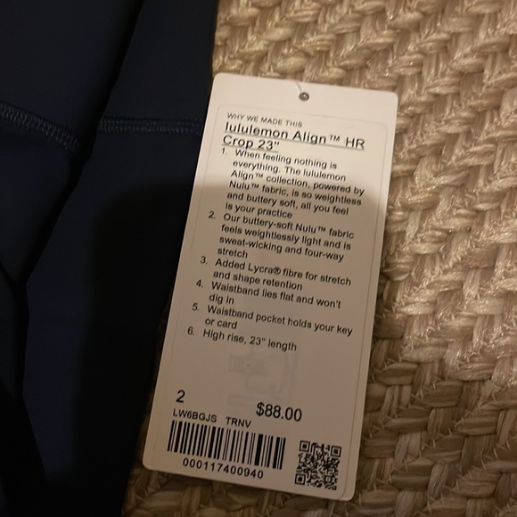 NWT lululemon align high rise crop 23” navy size 2 and 12 - Picture 6 of 7